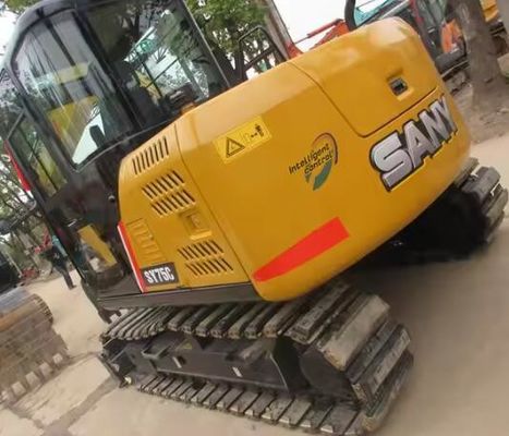Excavadora SANY SY75C usada con motor ISUZU AU-4LE2X y cilindro hidráulico original